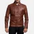 Inferno Brown Leather Jacket with premium brown leather, zipper closure, structured shoulders, and multiple functional pockets for rugged style.