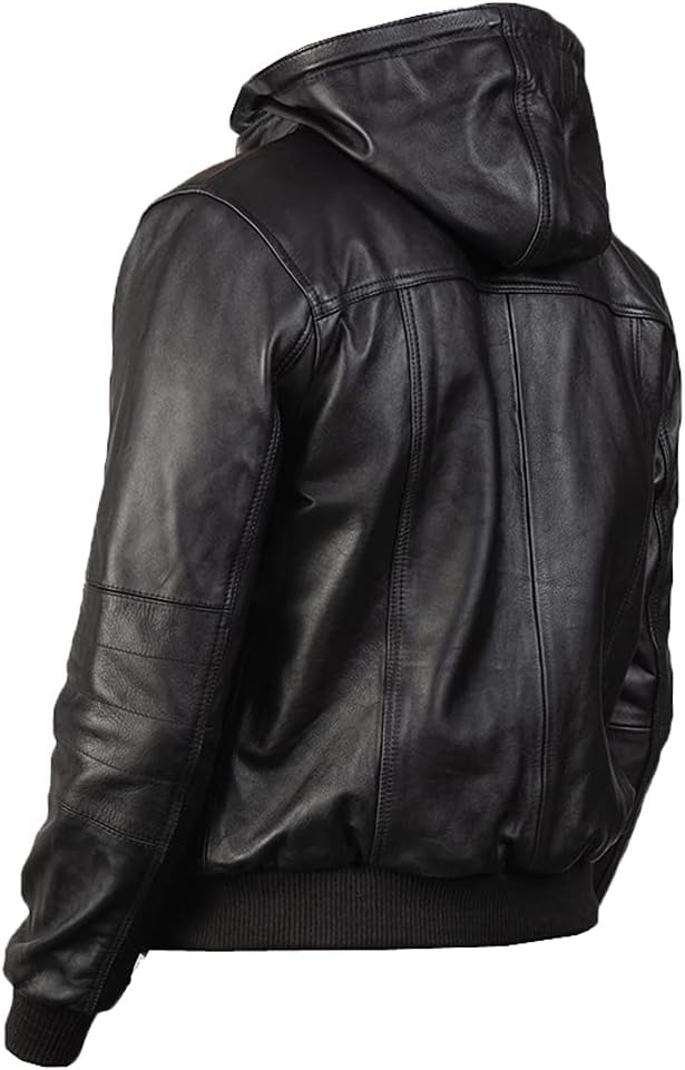 Bouncer Biz Black Leather Bomber Jacket