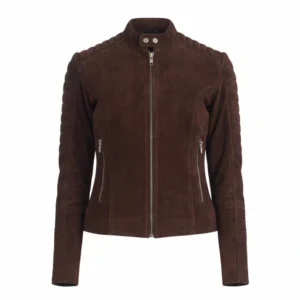 Adalyn Quilted Mocha Suede Biker Jacket