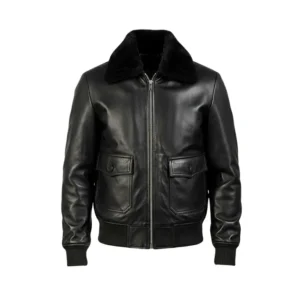 Airin G-1 Black Leather Bomber Jacket