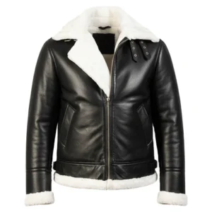 Francis B-3 Black & White Leather Bomber Jacket