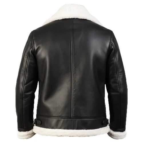 Francis B-3 Black & White Leather Bomber Jacket