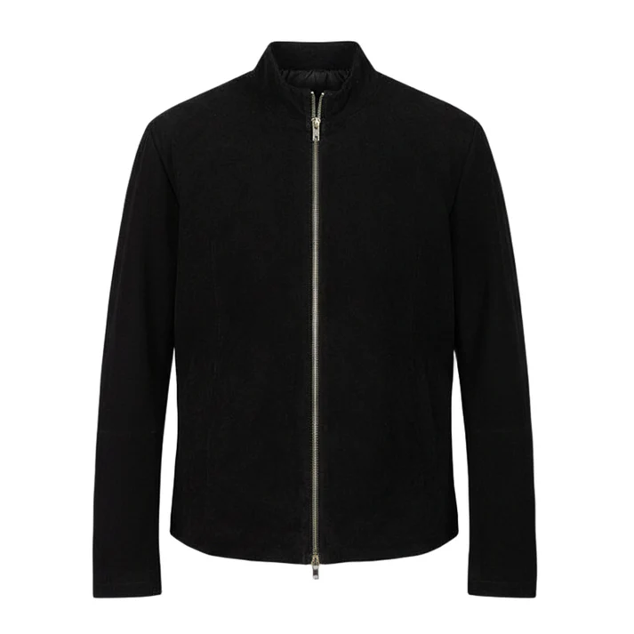 Charcoal Black Suede Biker Jacket