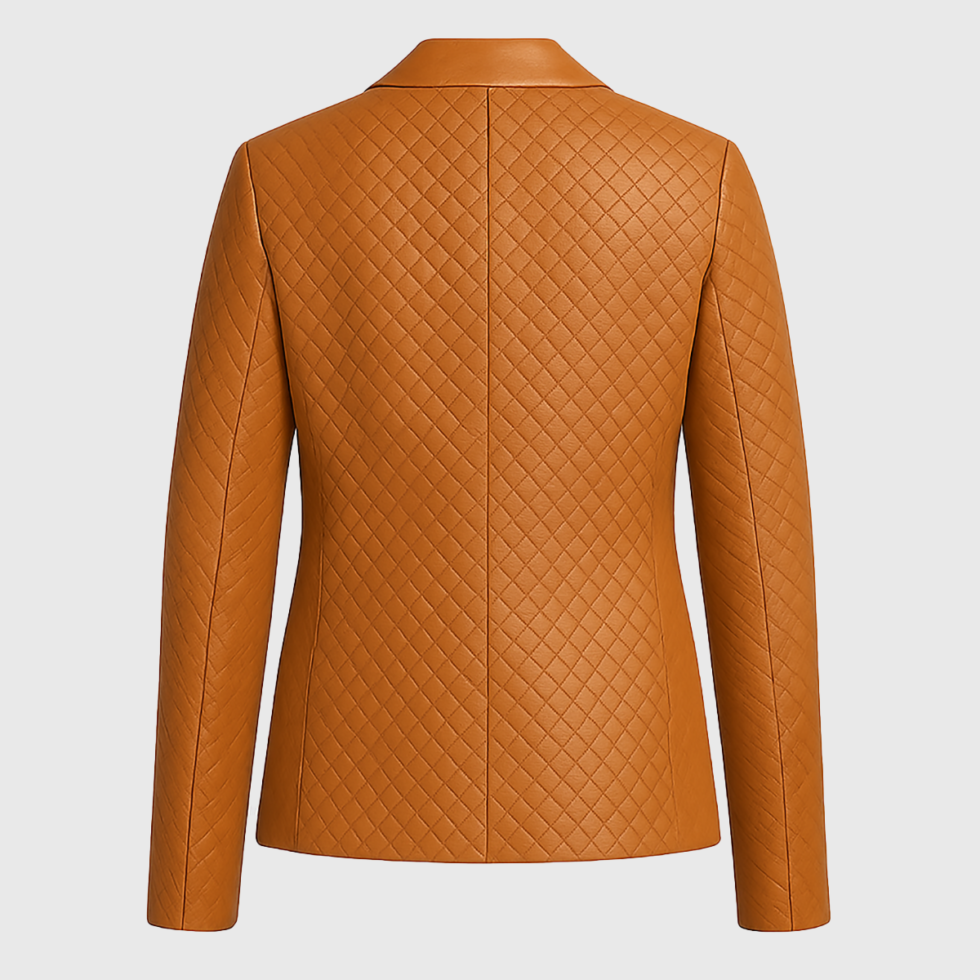 Cora Quilted Brown Leather Blazer