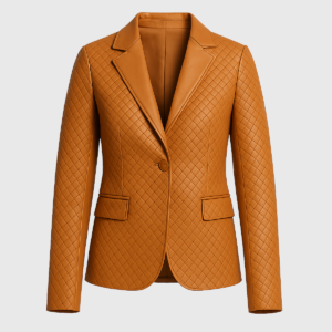 Cora Quilted Brown Leather Blazer