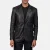 Daron Black Leather Blazer with premium black leather, structured fit, notch lapels, button-front closure, and functional pockets for elegant style.