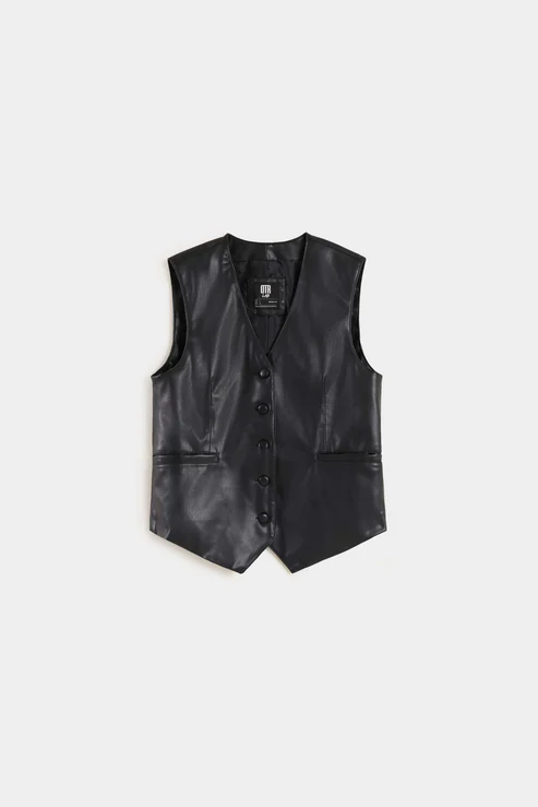 Auden Black Leather Vest