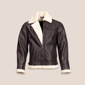 Francis B-3 Distressed Black Leather Bomber Jacket