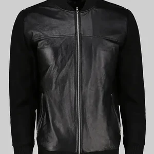 Air Rolf Black Leather Bomber Jacket