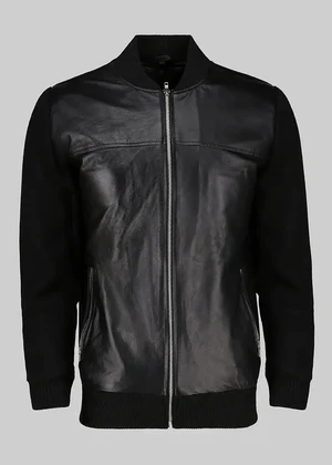 Air Rolf Black Leather Bomber Jacket