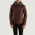 Evan Hart Fur Brown Leather Jacket – front view showing rich brown leather, plush fur collar and tailored silhouette