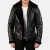Francis B-3 Black Leather Bomber Jacket – front view showing smooth black leather, plush shearling collar and classic bomber silhouette