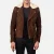 Furton Mocha Suede Biker Jacket – front view showing soft mocha suede, asymmetrical zipper and biker silhouette