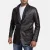 “Wine Black Leather Blazer with premium black leather, structured fit, notch lapels, button-front closure, and functional pockets for sophisticated style.”