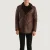 Rocky Brown Fur Leather Coat – front view showing rich brown leather, plush fur collar and full-length silhouette