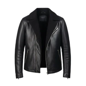 Alberto Shearling Black Leather Jacket