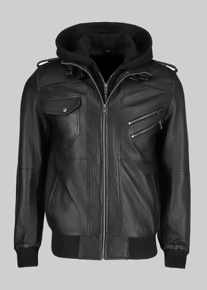 Bravado Brown Hooded Leather Bomber Jacket