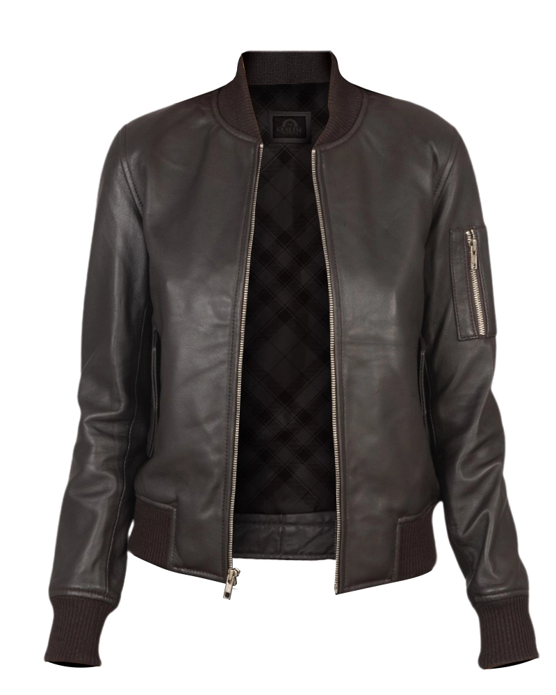 Ava Ma-1 Brown Leather Bomber Jacket