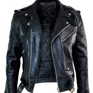 Allaric Alley Distressed Black Leather Biker Jacket