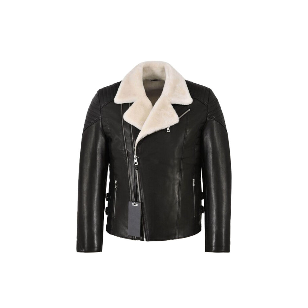 Airin G-1 Black & White Leather Bomber Jacket