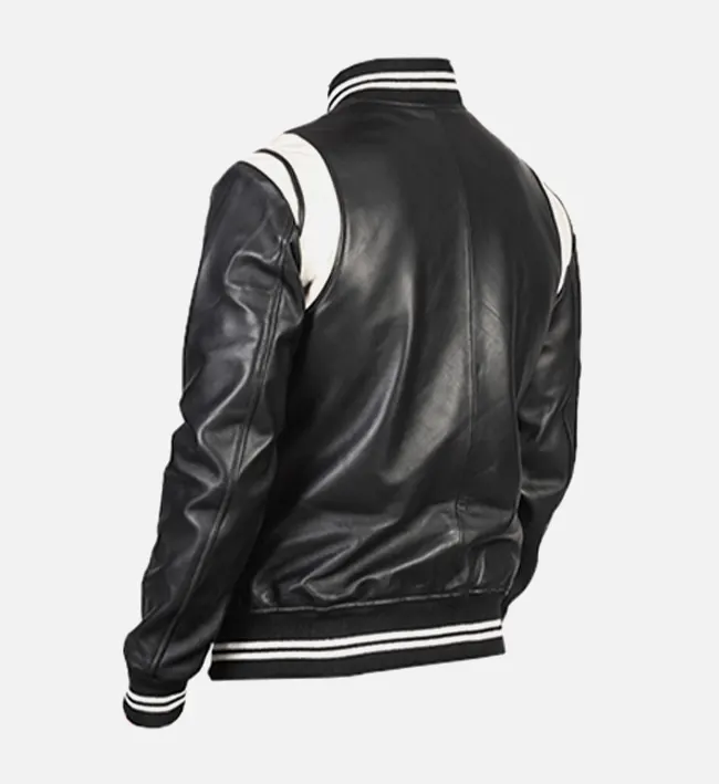 [FS] Dantee Black Leather Varsity Jacket