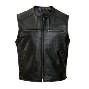 Brandon Black Leather Vest