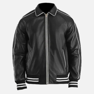 Cooper Black Leather Varsity Jacket