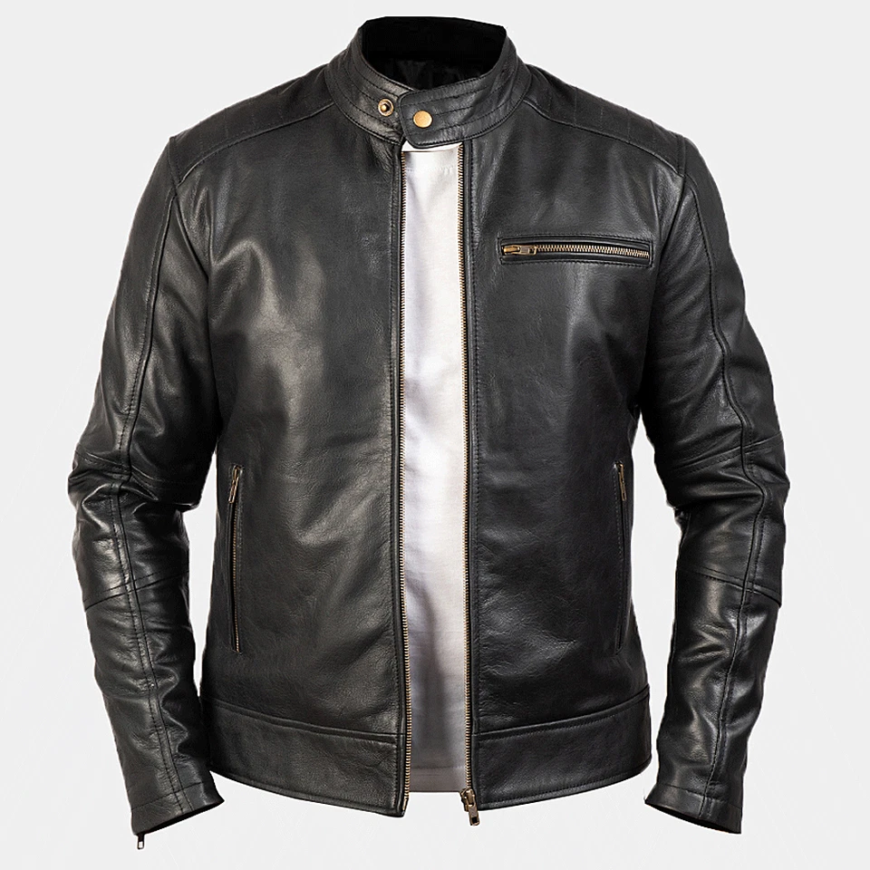 Dean Black Leather Biker Jacket