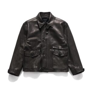 Columbus Black Leather Bomber Jacket