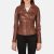 Flashback Brown Leather Biker Jacket for men – front view showing genuine brown leather, asymmetrical zipper and ribbed cuffs