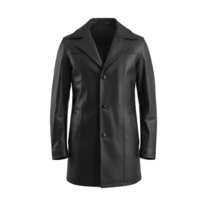 Brawnton Black Leather Coat