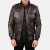 Premium Brown Leather Bomber Jacket by Agent Shadow – front view showing vintage brown genuine leather and ribbed cuffs