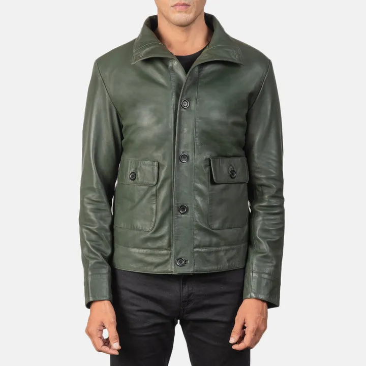 Green Leather Columbus Jacket