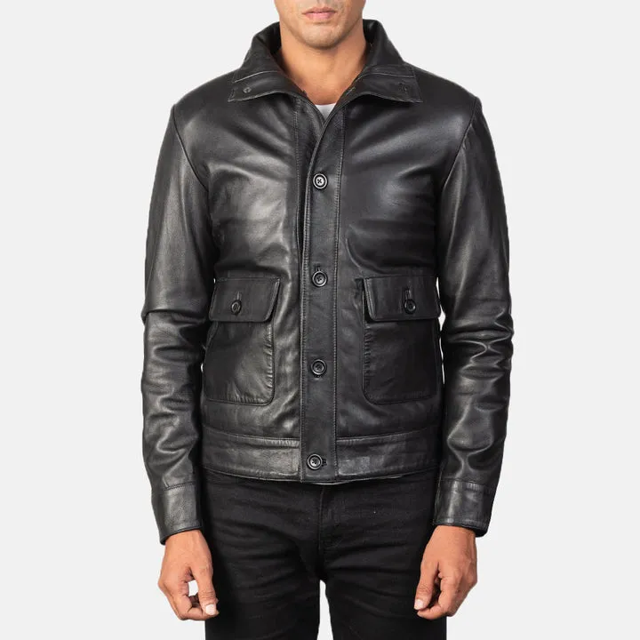 Black Leather Columbus Jacket