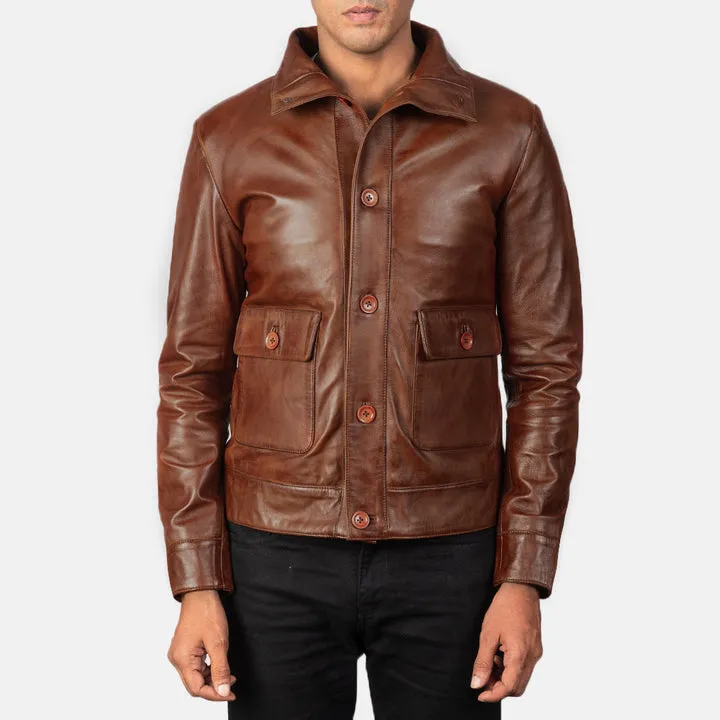 Brown Leather Columbus Jacket