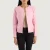 “Elixir Pink Collarless Leather Jacket with premium leather and a modern collarless design”