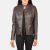 Rumella Maroon Leather Biker Jacket – front view showing rich maroon genuine leather, asymmetrical zipper and ribbed cuffs