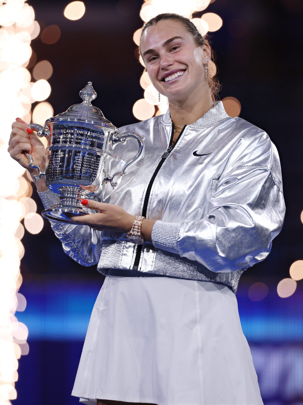 Aryna Sabalenka 2025 US Open Silver Crop Jacket