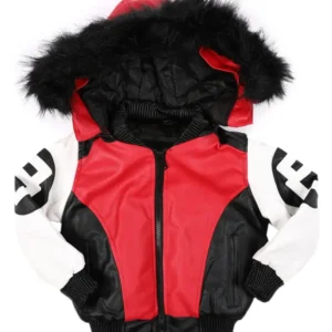 8 Ball Faux Fur Red & White Trim Hood Jacket