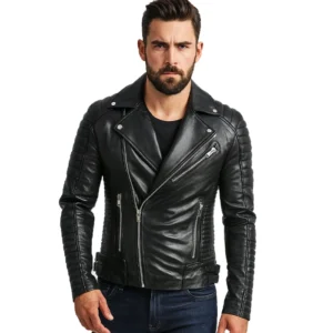 Armand Black Leather Biker Jacket