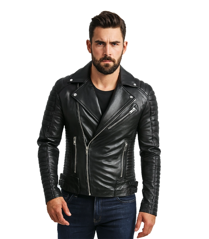 Armand Black Leather Biker Jacket