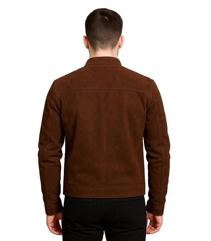 Charcoal Mocha Suede Leather Biker Jacket