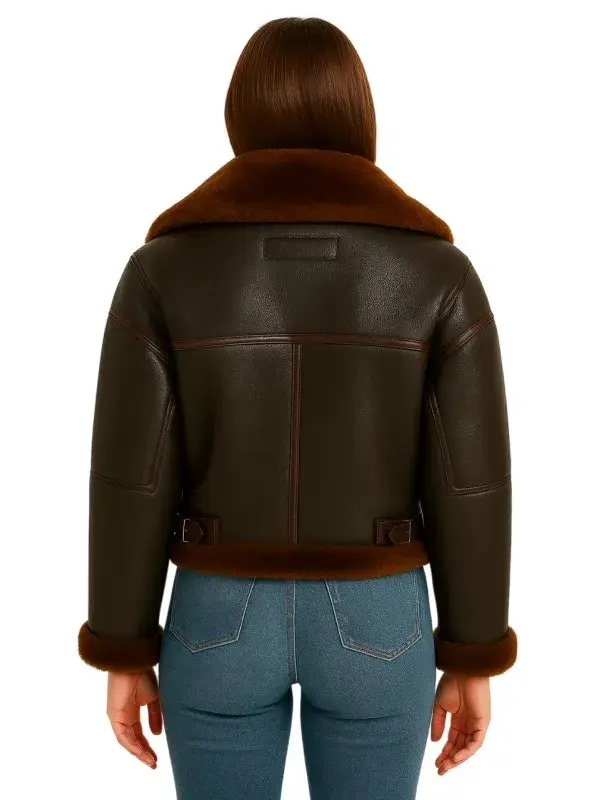 Women’s Brown Leather Shearling Jacket