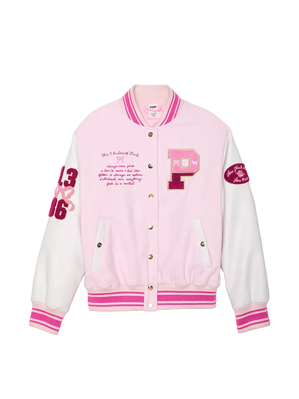 LoveShackFancy Pink Varsity Jacket