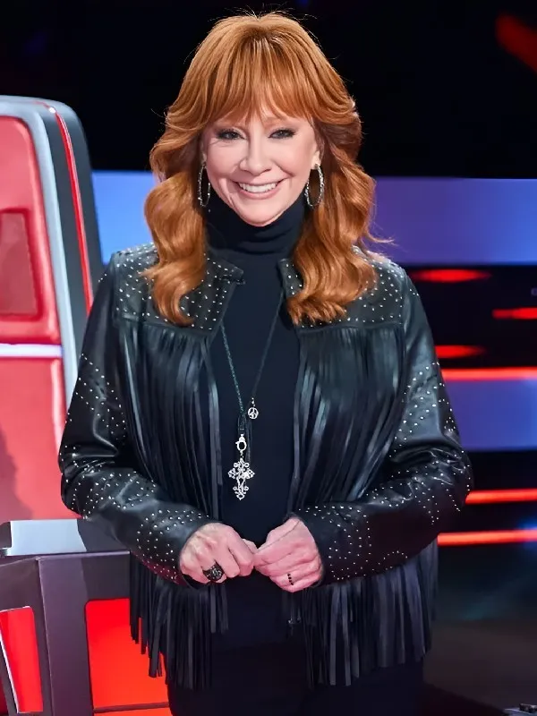 The Voice S28 Reba McEntire Fringed Leather Jacket