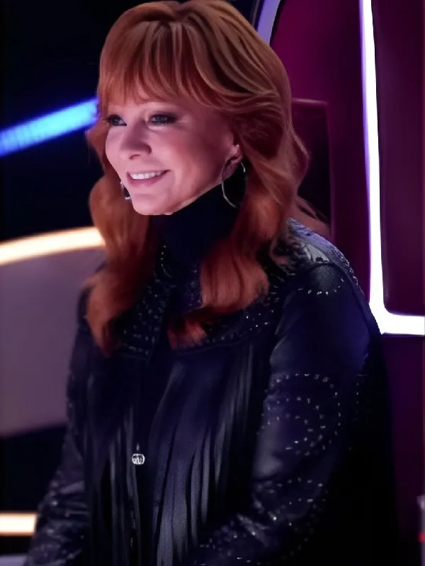 The Voice S28 Reba McEntire Fringed Leather Jacket