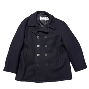 Schott U.S. Pea Coat Quilted Lining Wool Black 52 USA Made Vintage Naval