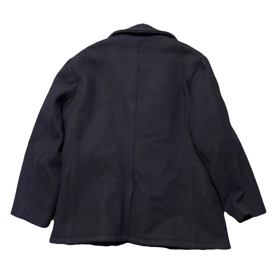 Schott U.S. Pea Coat Quilted Lining Wool Black 52 USA Made Vintage Naval