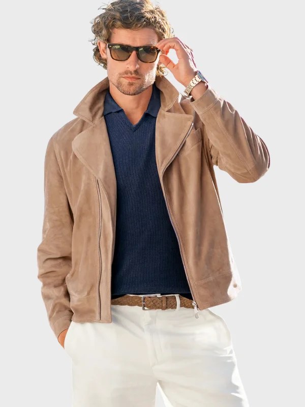 Mens Suede Moto Jacket