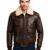 Men Brown Pilot Bomber Shearling Jacket